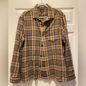 Express Plaid Tan and Black Men's flannel shirt
